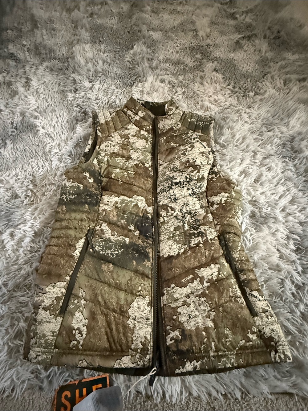 Sleeveless Quilted Camouflage Vest - Olive/Beige